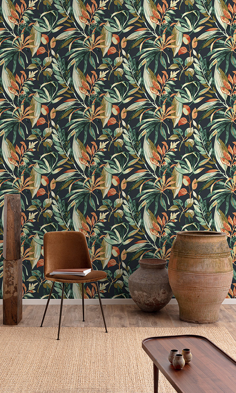 Karuna Inky Palms - Motifs Cofferfield/Charcoal A71202