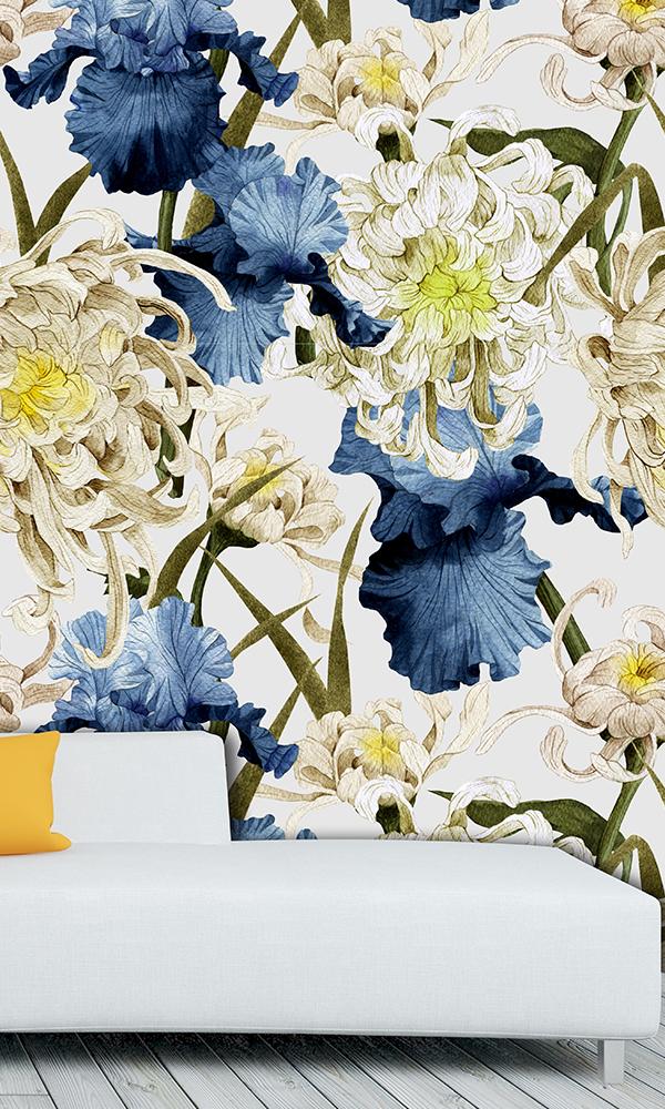 Custom Solstice Chrysanthemum Flowers Wallpaper 2001018