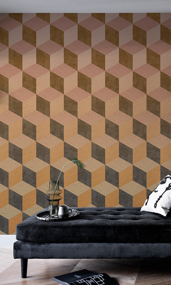 3d fading cube geometric wallpaper mural