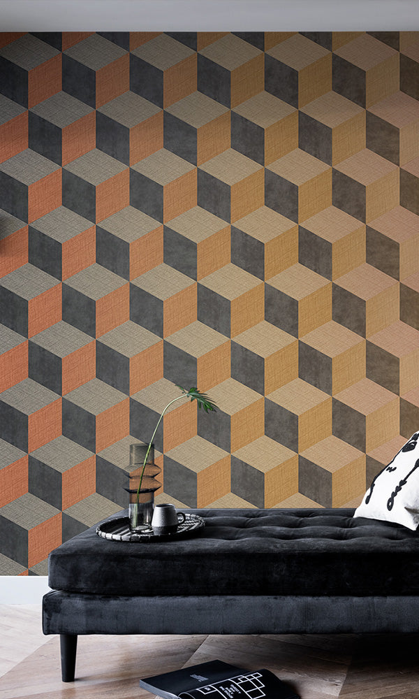 horizontal fading geometric cube wallpaper