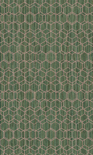 Dimensions Green & Pink Geometric Overlaid Faux Grasscloth 219621