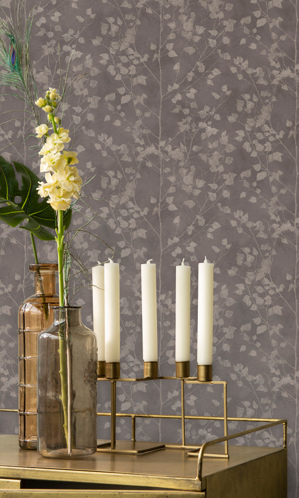 metallic floral living room wallpaper