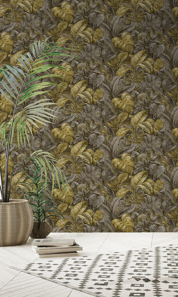 tropical jungle leaves wallpaper