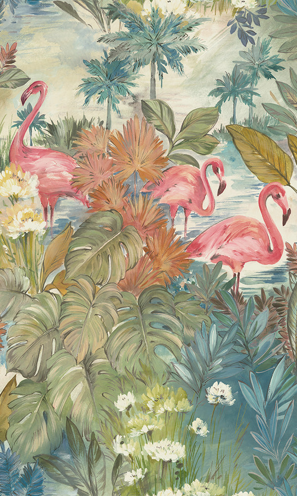 tropical flamingos wallpaper