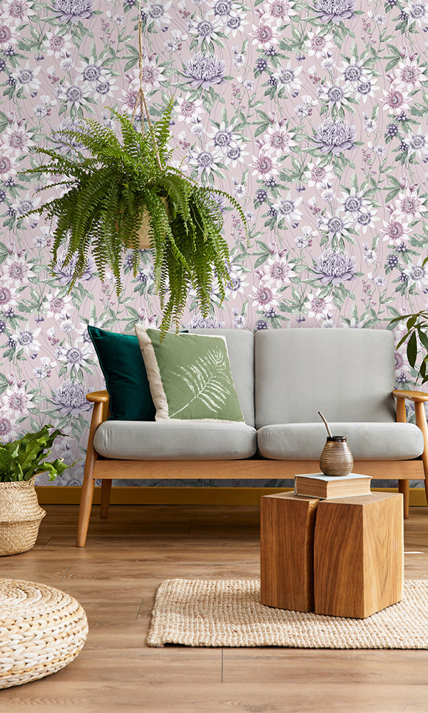 floral living room wallpaper