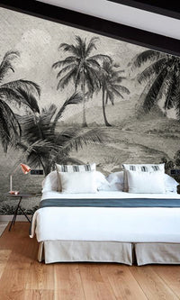 vintage tropical landscape wallpaper