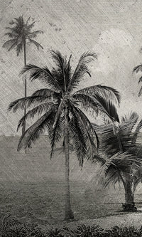 Engraved Tropical Landscape Wallpaper Mural AZ001