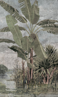 Vintage Tropical Oil Painting Wallpaper Mural 3 AZ040