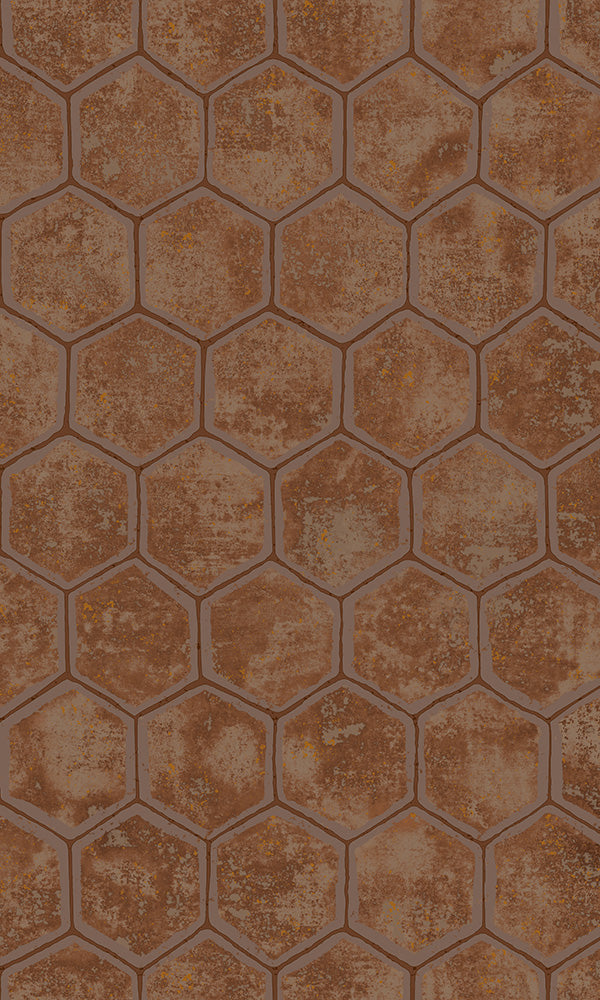 metallic geometric honeycomb wallpaper