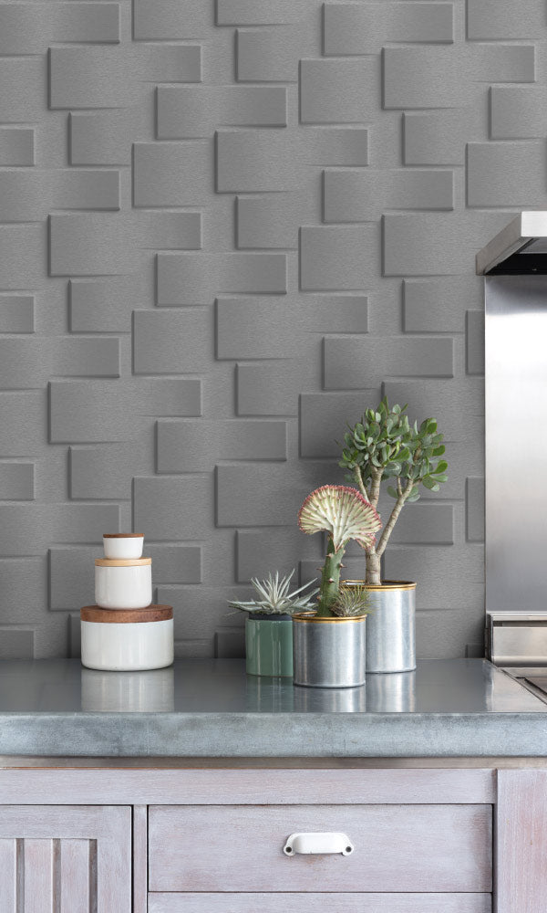 3 dimensional geometric kitchen wallpaper