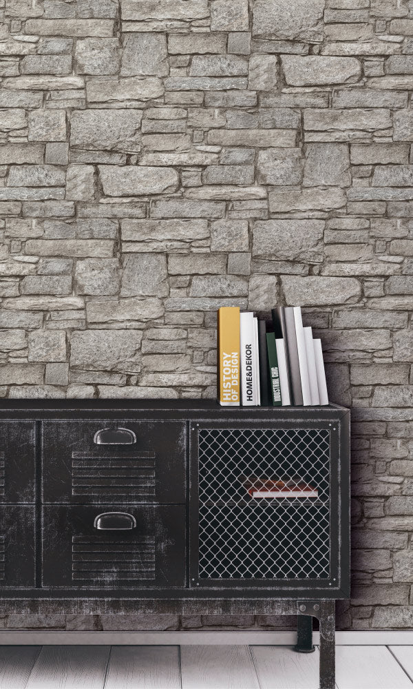 faux stone home office wallpaper